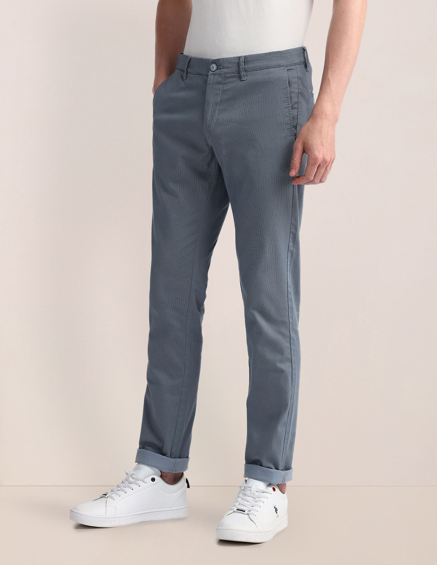 U.S. Polo Assn. Denver Slim Fit Textured Trousers