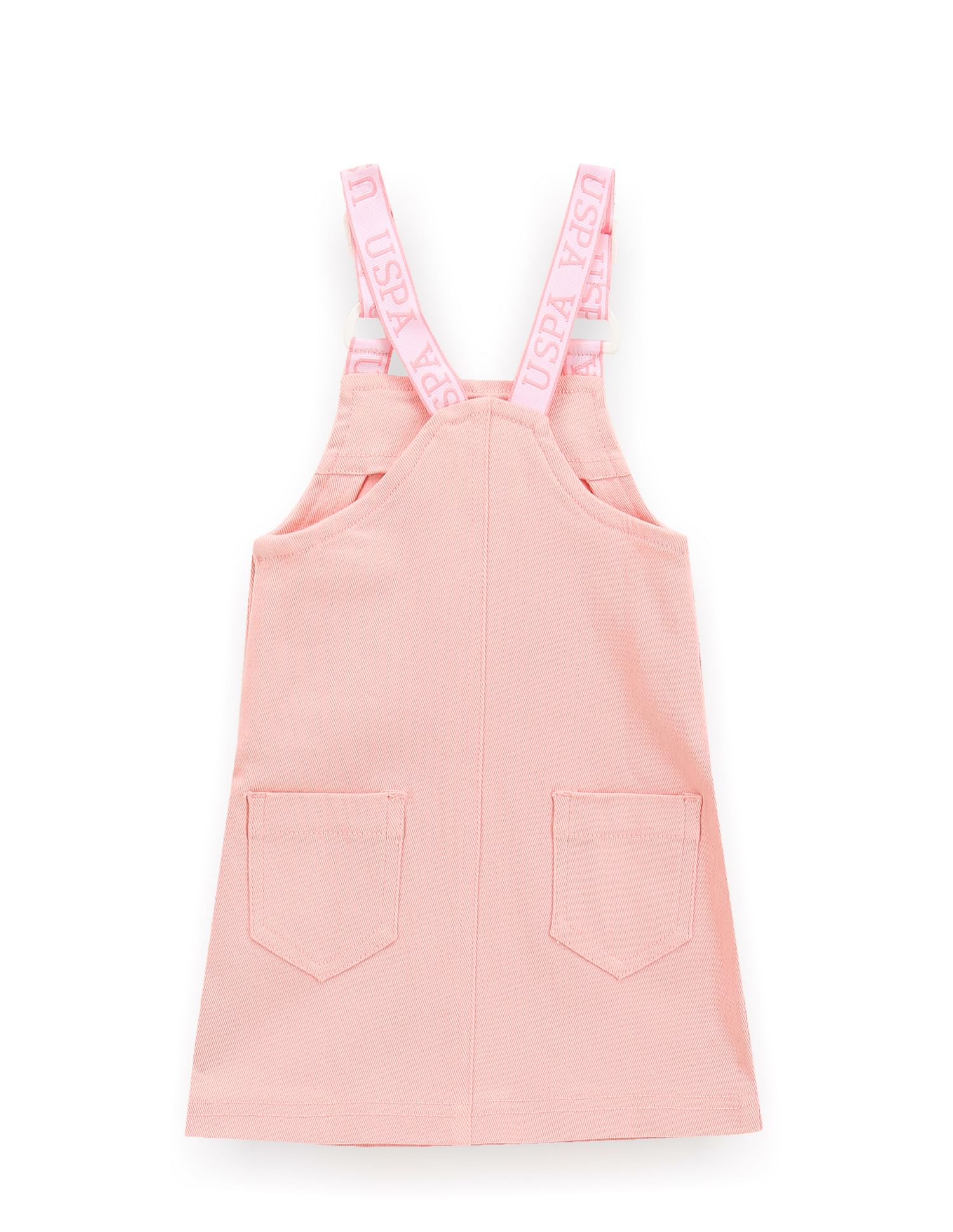 Girls pink dungaree dress hotsell