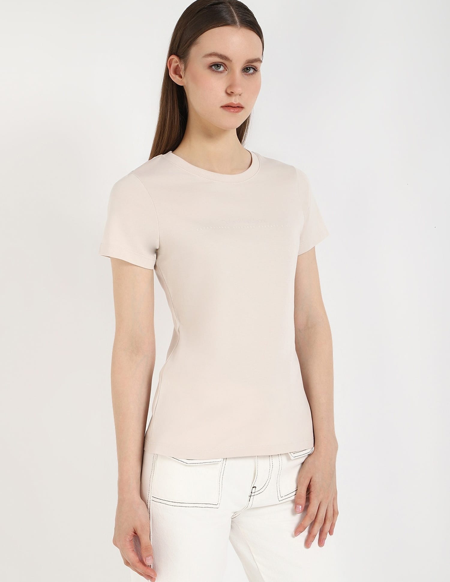 Buy Calvin Klein Jeans Womens Slim Fit Grey Logo T-Shirt