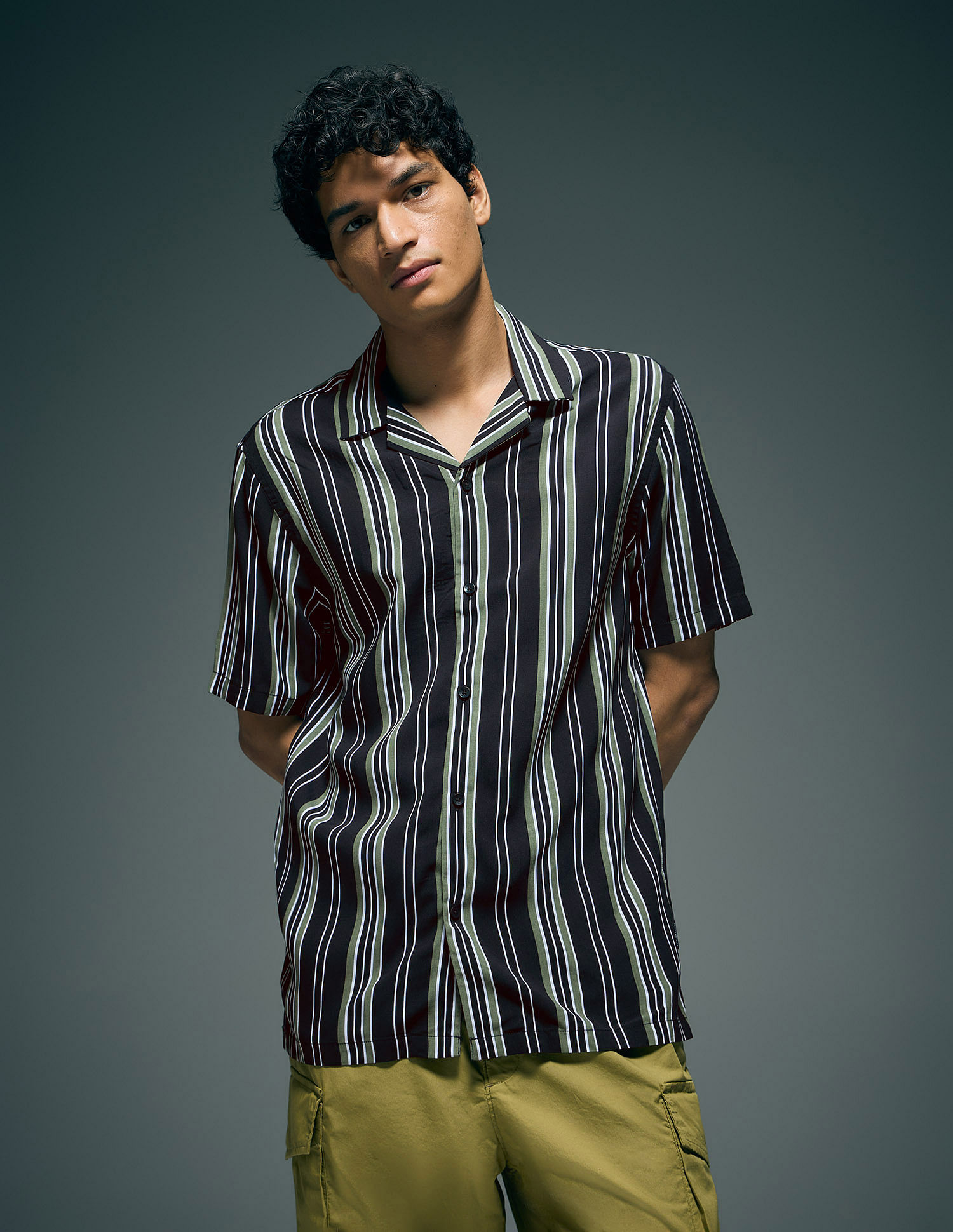 Flying Machine Vertical Striped Original Cuban Shirt
