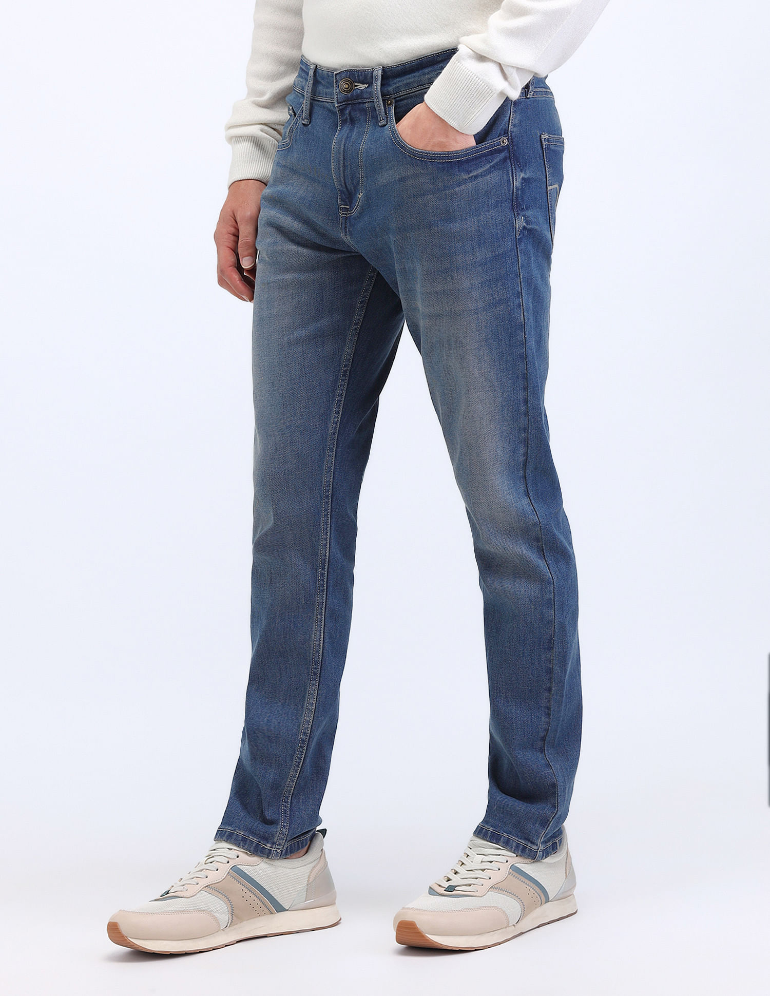 Flying Machine Slash Slim Tapered Mid Rise Jeans