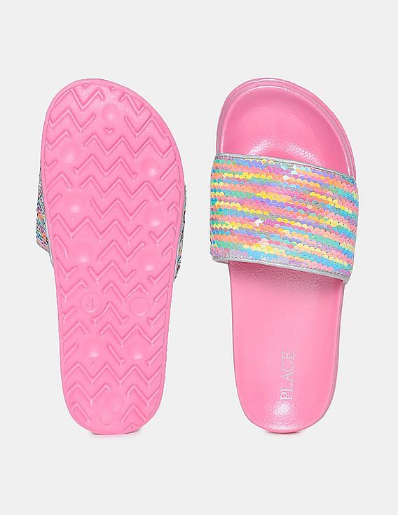 Girls sparkly flip flops hot sale