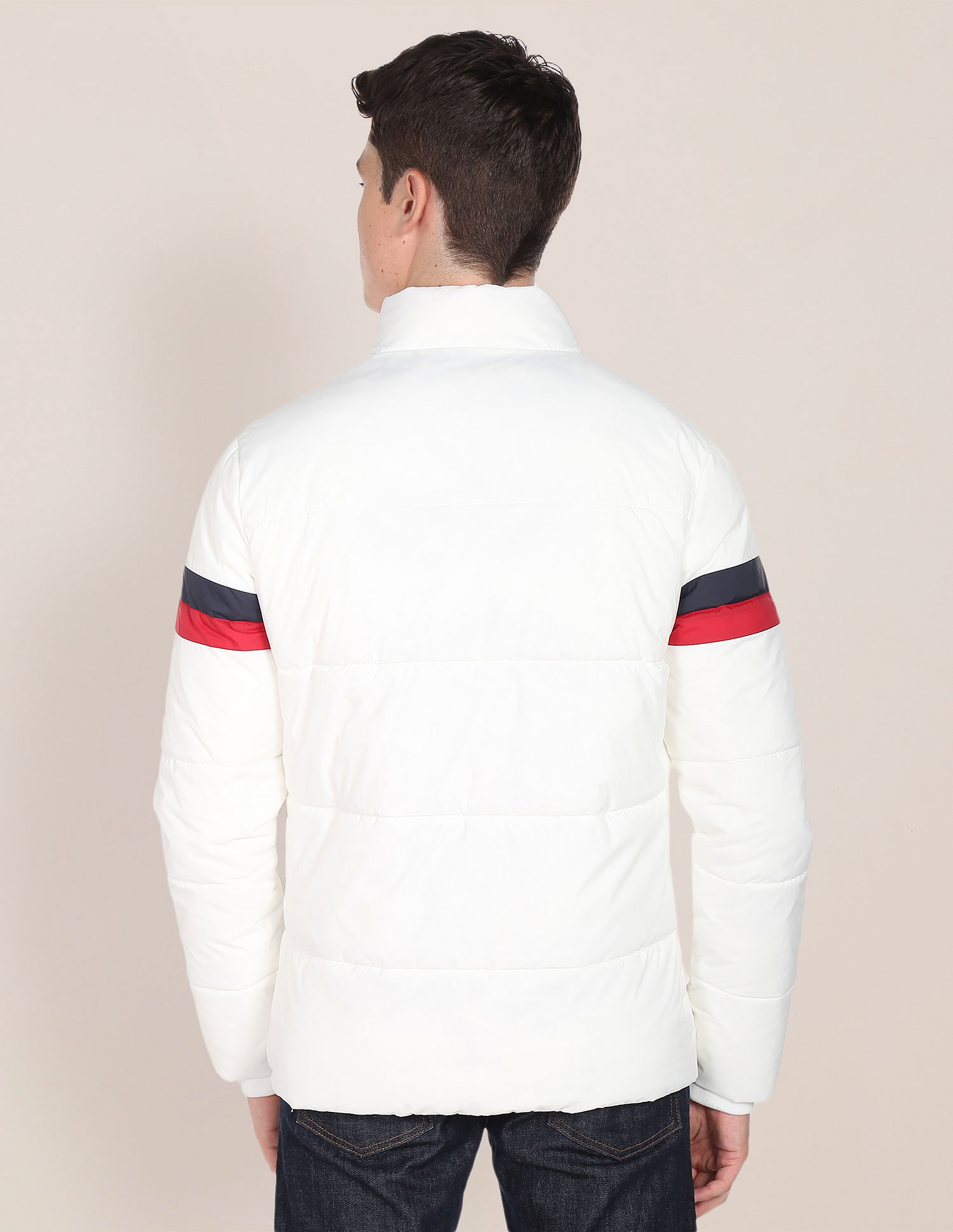 U.S. Polo Assn. High Neck Horizontal Stripe Padded Jacket