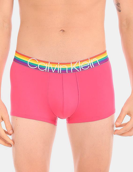 Buy Calvin Klein Underwear Men Pink Pride Low Rise Solid Stretch Trunks -  