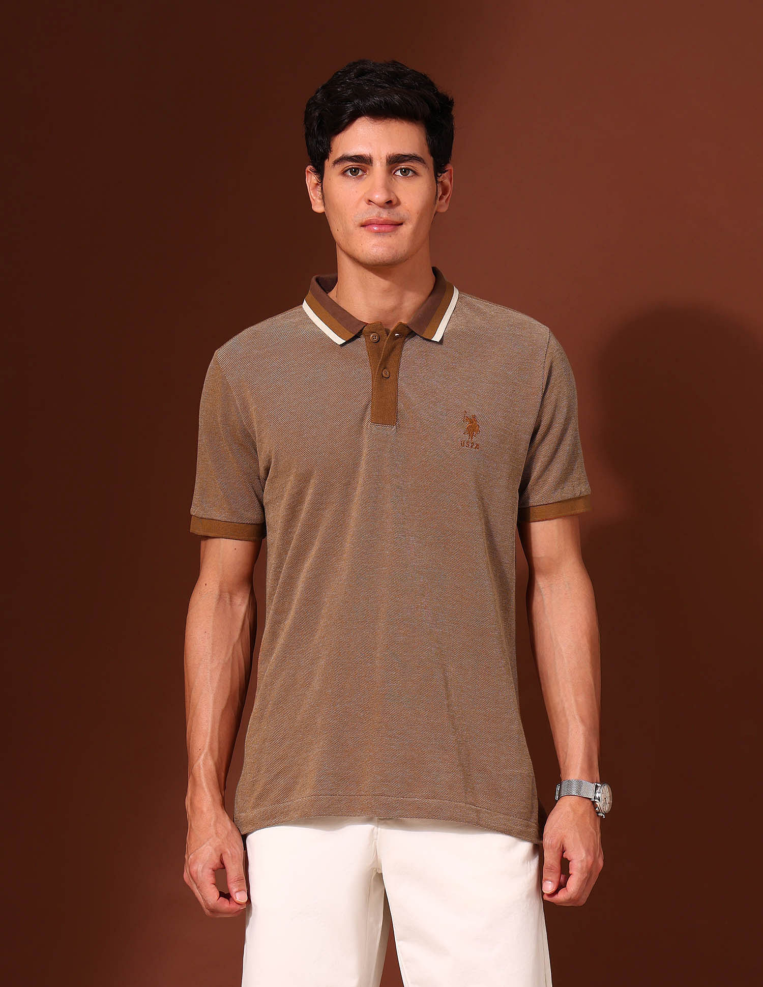 U.S. Polo Assn. Solid Slim Fit Working Holiday Polo Shirt