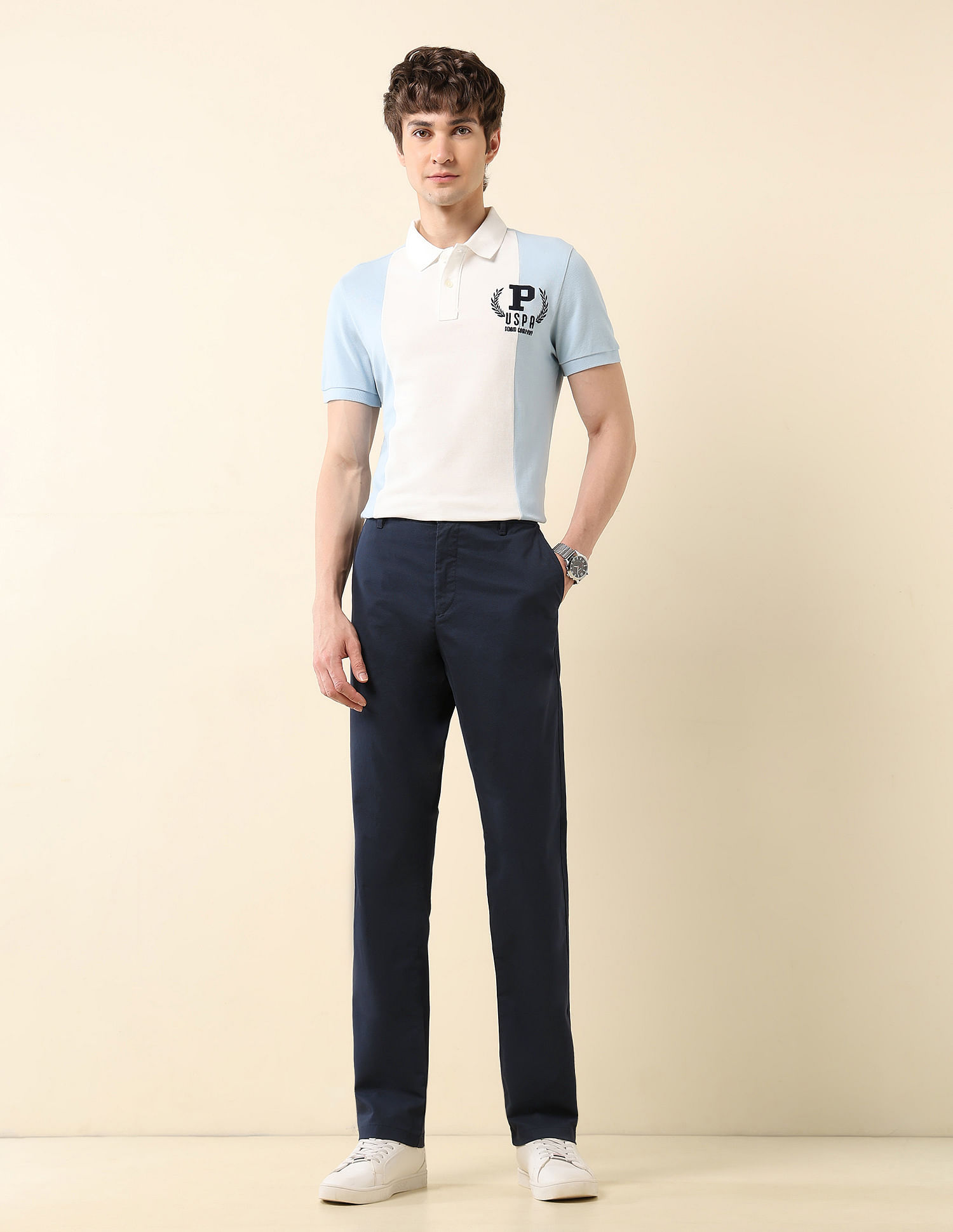 U.S. Polo Assn. Textured Riley Straight Fit Trousers