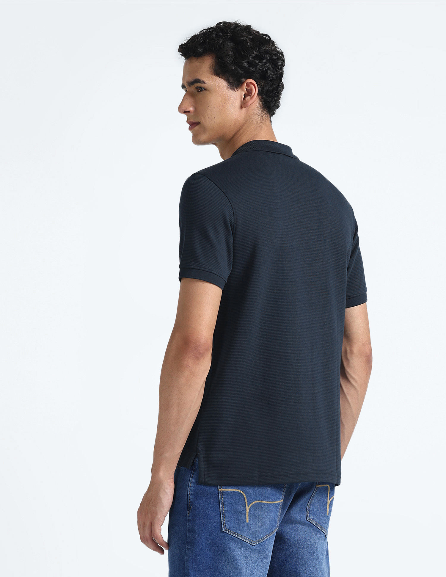 Flying Machine Horizontal Stripe Cotton Polo Shirt