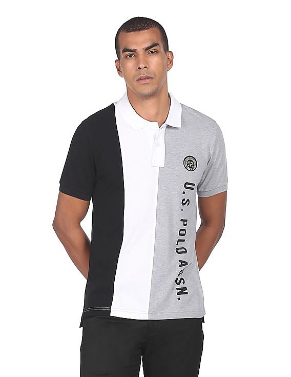 U.S. Polo Assn. Men Multi Colour Embroidered Logo Striped Polo Shirt