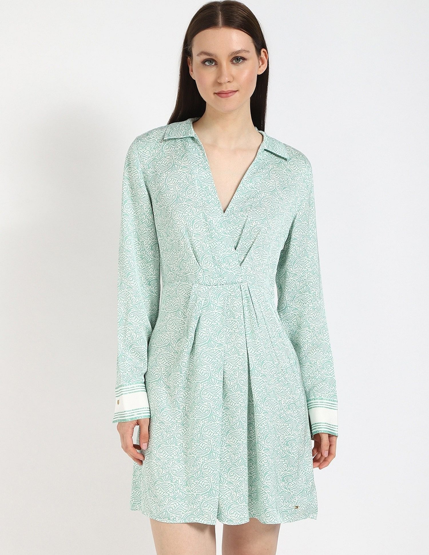 Tommy Hilfiger Viscose Spread Collar A-Line Dress