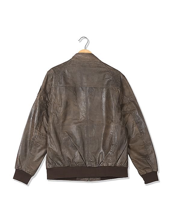 U.S. Polo Assn. Denim Co. Standard Fit Genuine Leather Biker Jacket