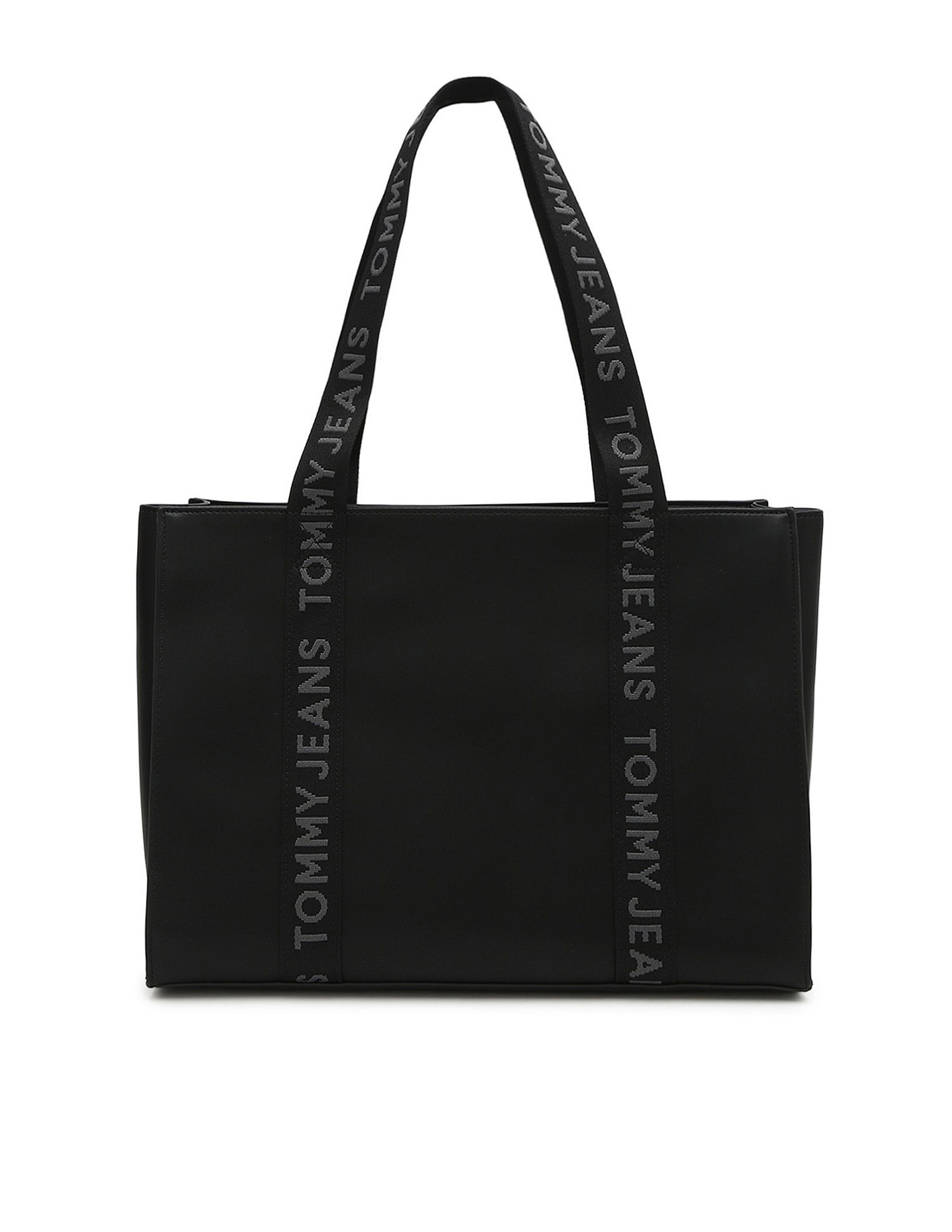 Tommy Hilfiger Solid Black Pu Tote Bag