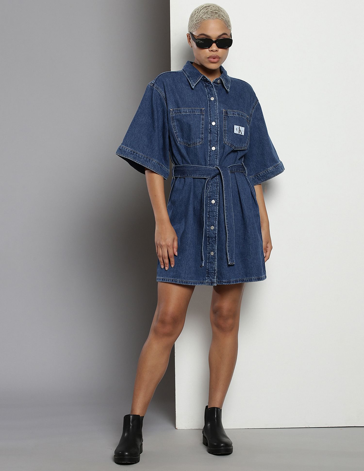 Buy Calvin Klein Bell Sleeve Denim Shirt Dress NNNOW