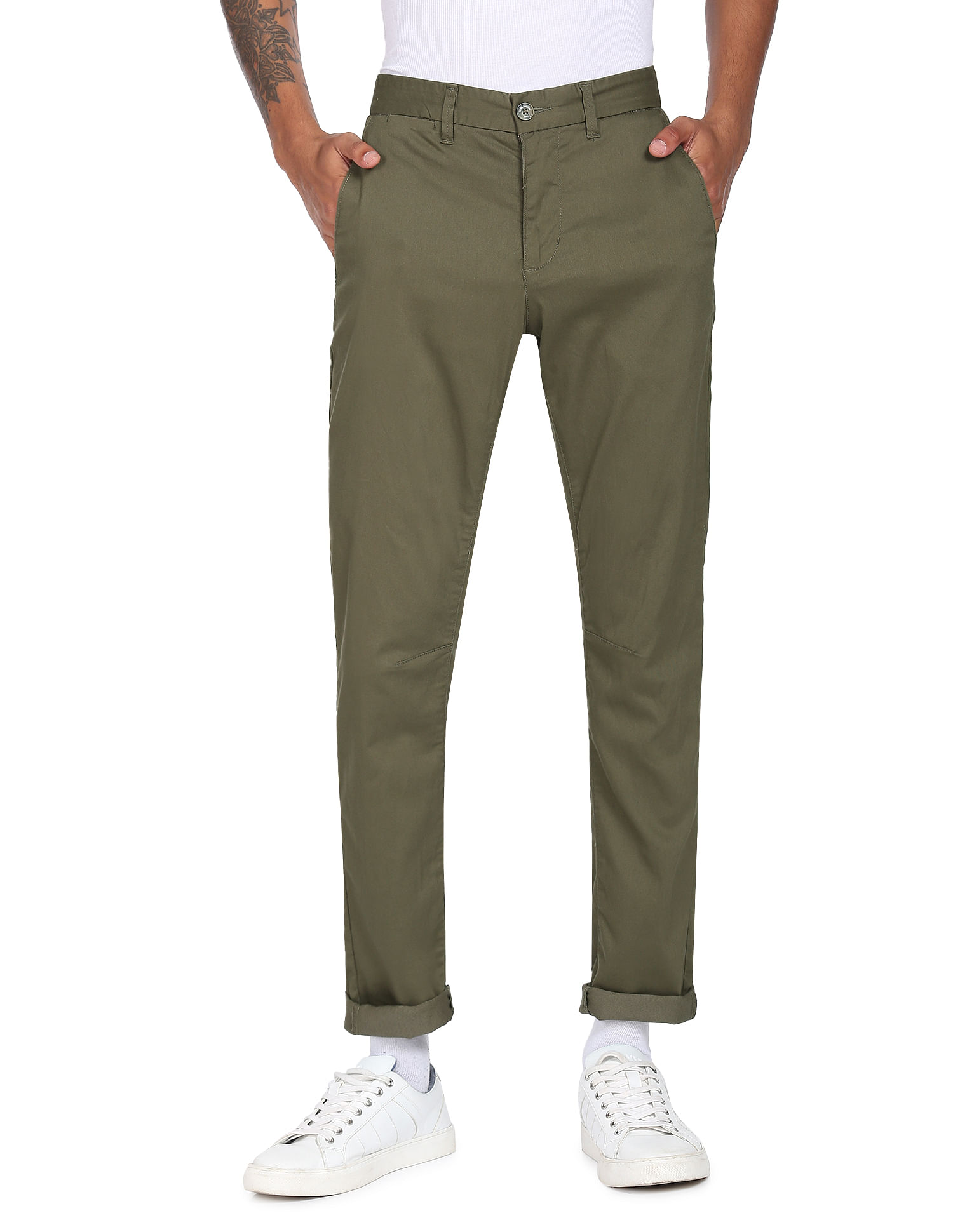Flying Machine Super Slim Fit Twill Casual Trousers