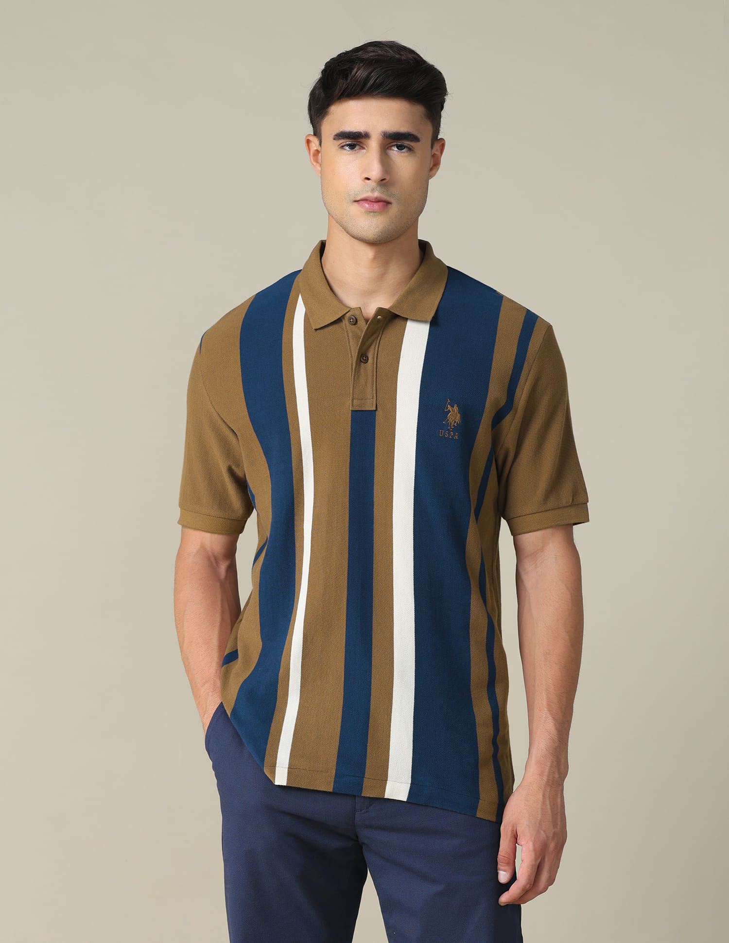 Buy U.S. Polo Assn. Vertical Striped Regular Fit Polo Shirt