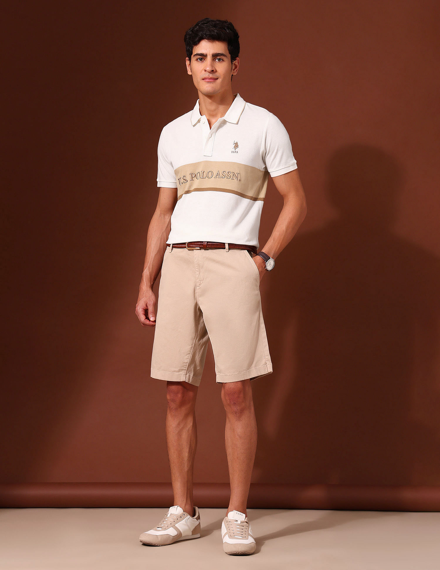 U.S. Polo Assn. Brand Embroidered Pure Cotton Varsity Polo Shirt