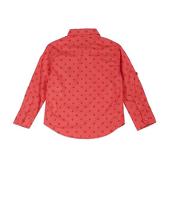 U.S. Polo Assn. Kids Boys Spread Collar Printed Shirt