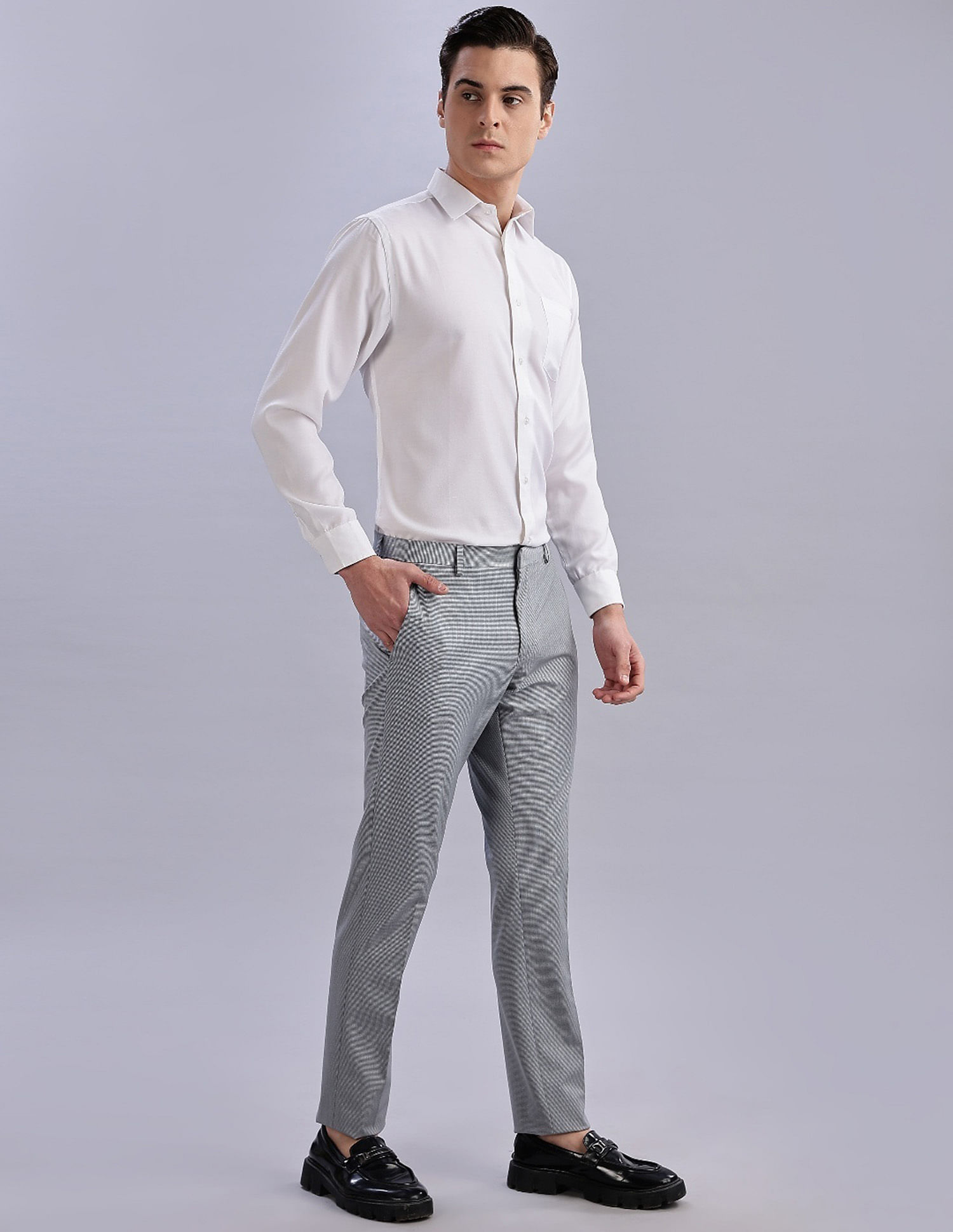 Tommy Hilfiger Regular-Fit Self-Design Mid Rise Trousers