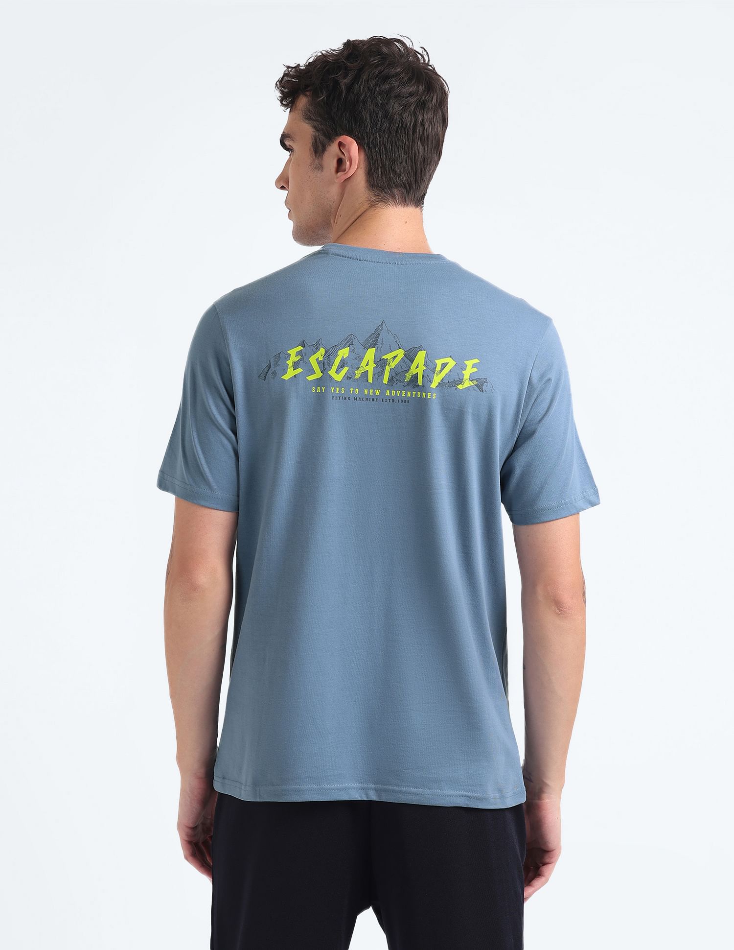 Flying Machine Back Graphic Cotton T-Shirt