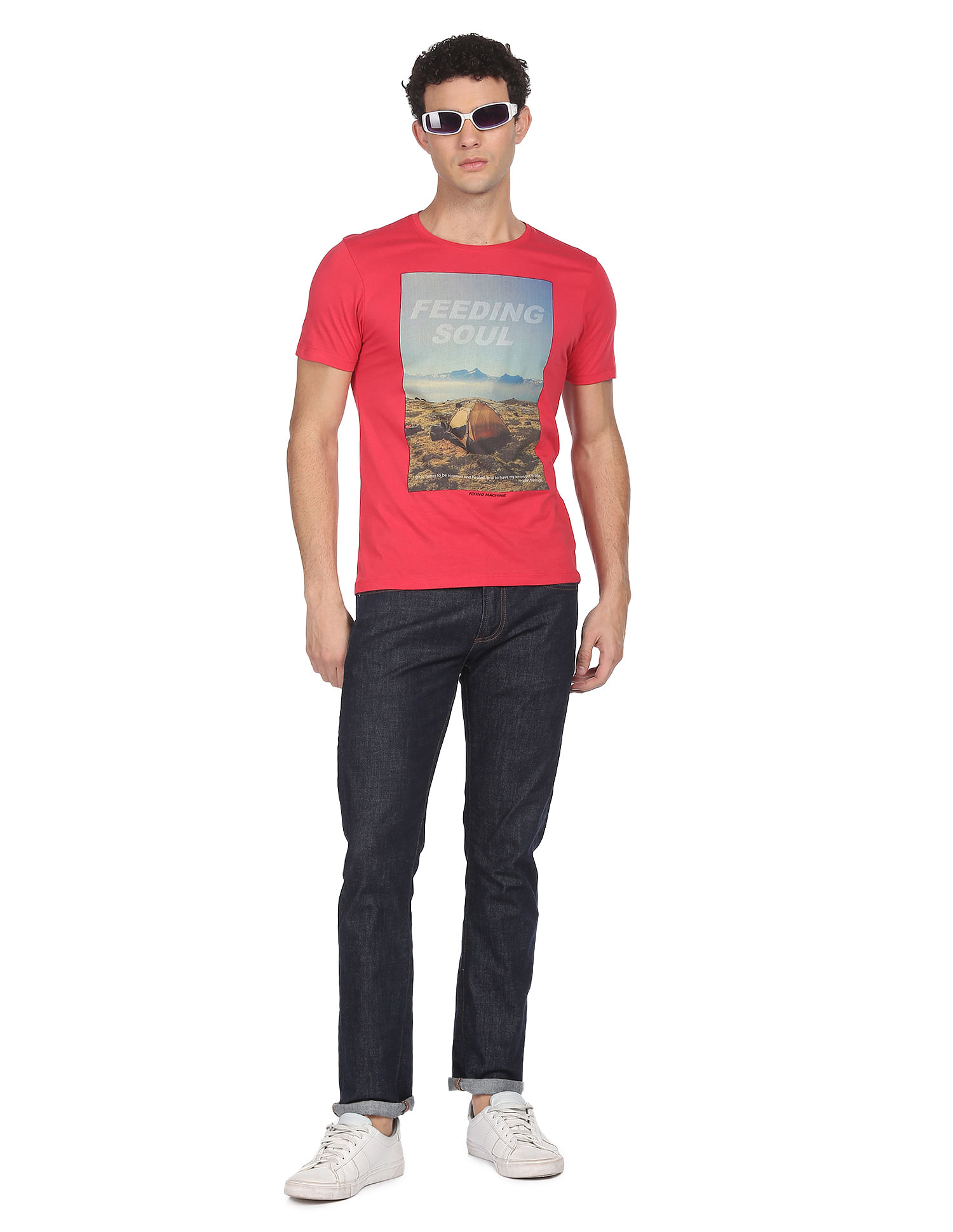 Flying Machine Cotton Graphic Print T-Shirt