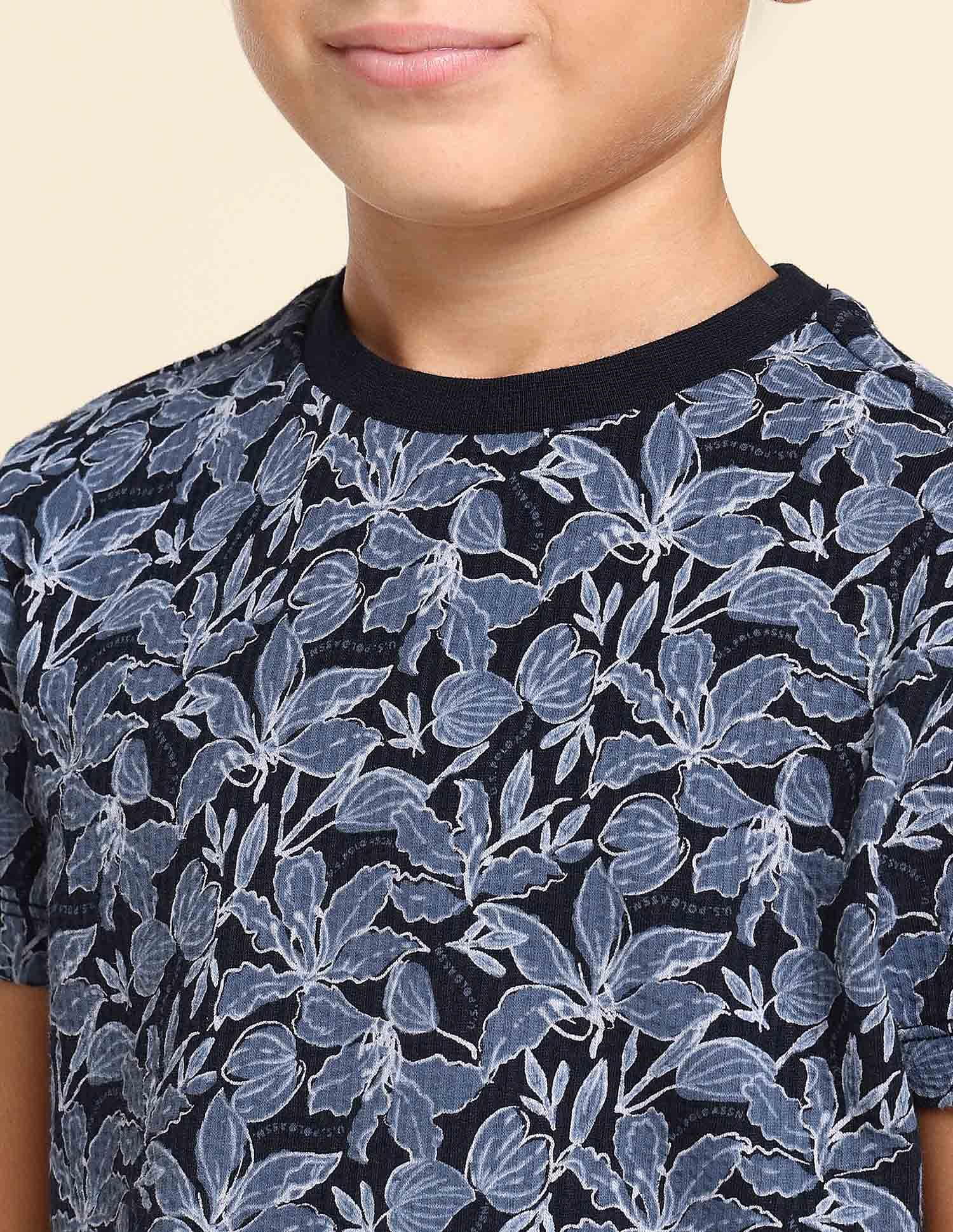 U.S. Polo Assn. Kids Boys All Over Printed Regular Fit T-Shirt