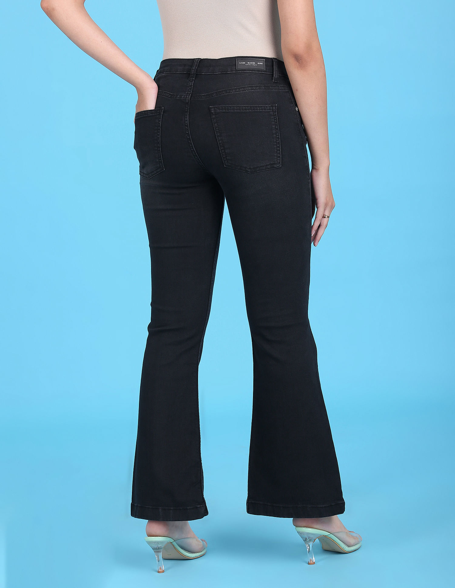 Express Black & Grey Flare Jeans for Women
