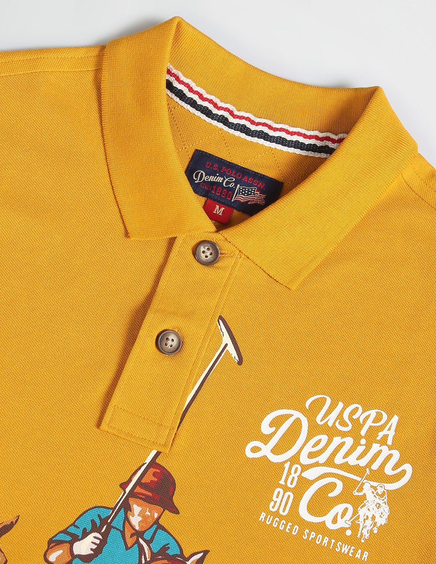 U.S. Polo Assn. Denim Co. Brand Print Ribbed Collar Polo Shirt