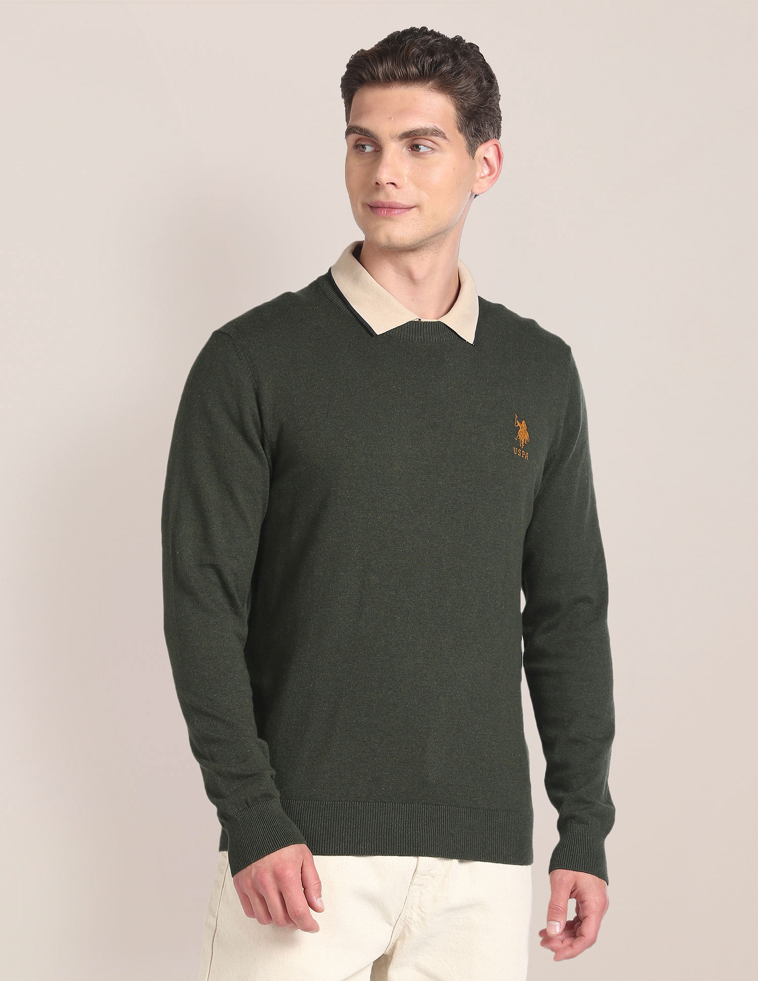 U.S. Polo Assn. Crew Neck Heathered Sweater
