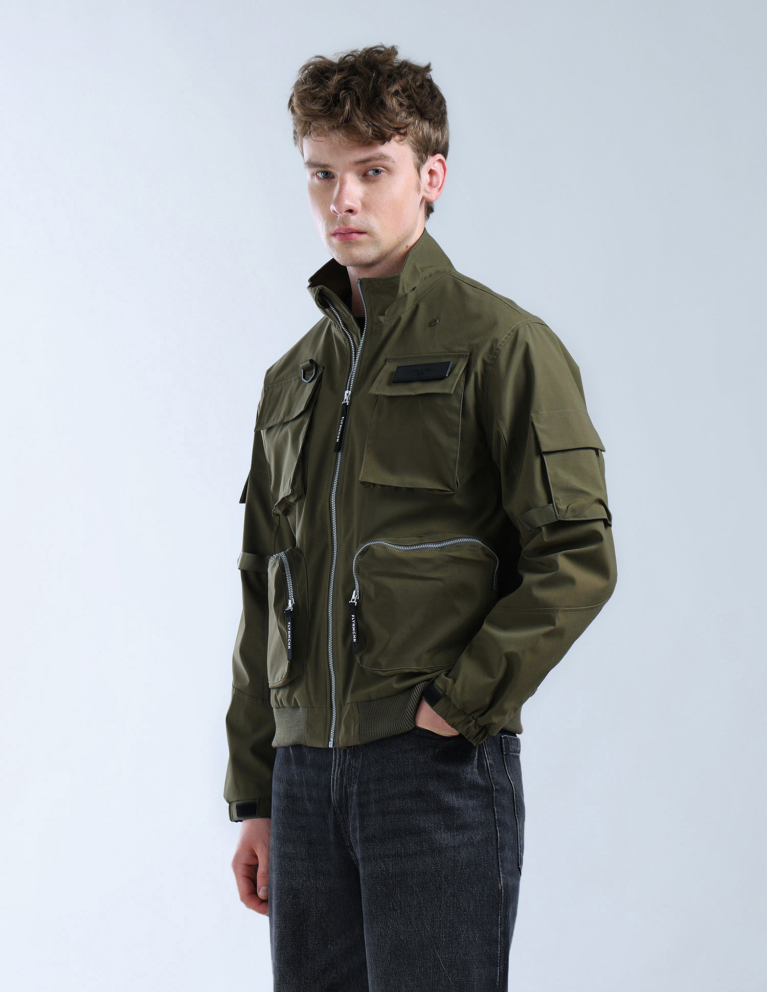 Flying Machine Solid High Neck Jacket