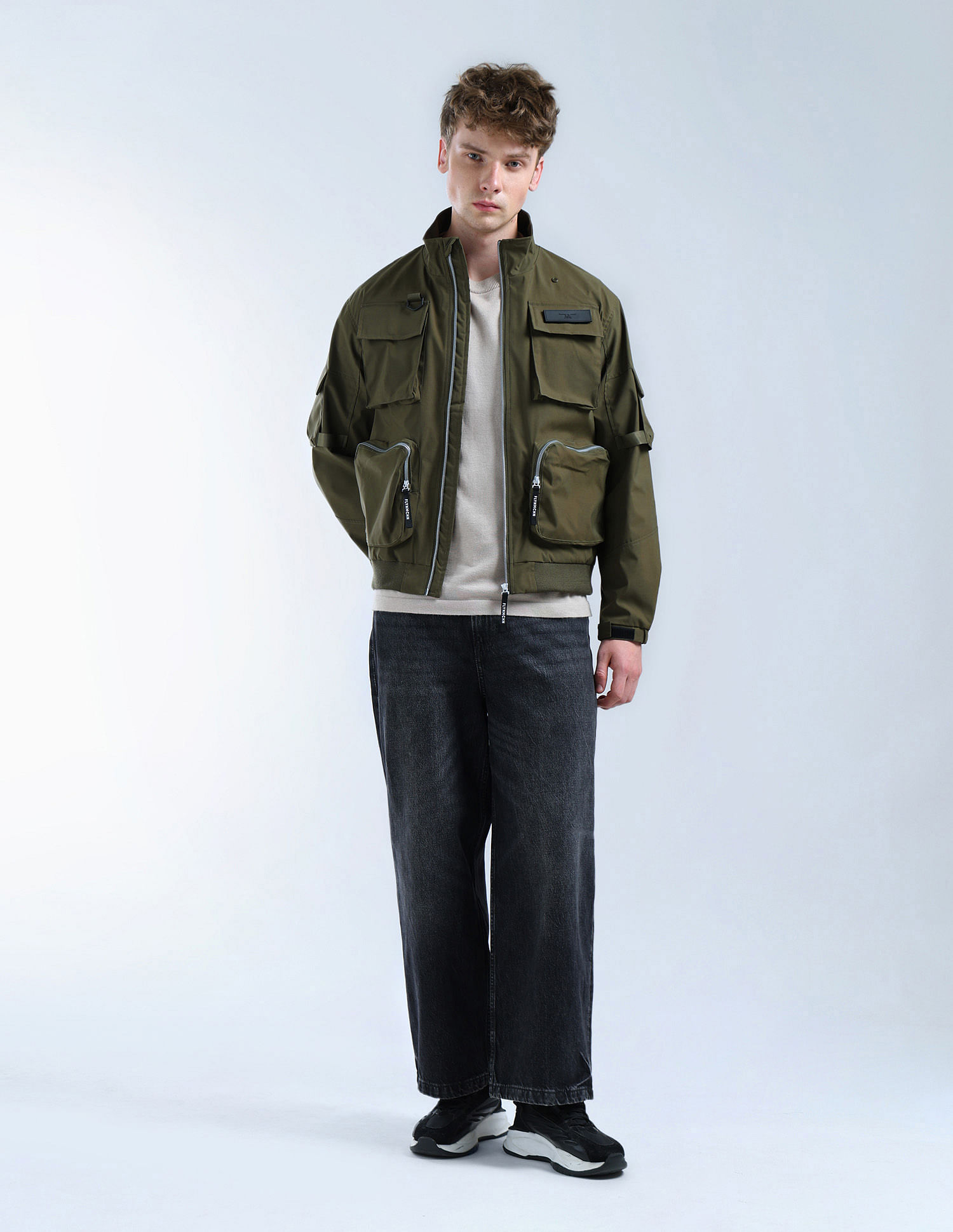 Flying Machine Solid High Neck Jacket