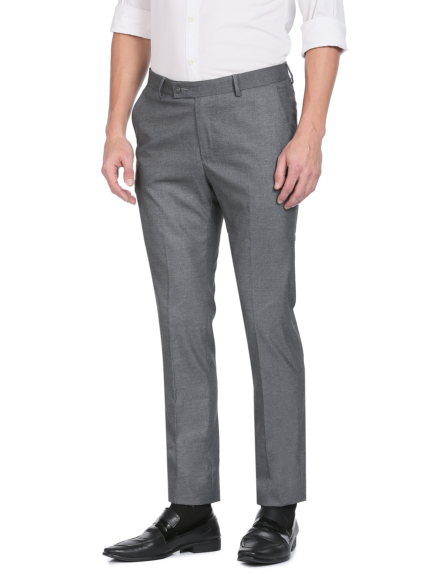 Buy DENNISON Men Grey Smart Tapered Fit Casual Trousers - Trousers for Men  8881403 | Myntra