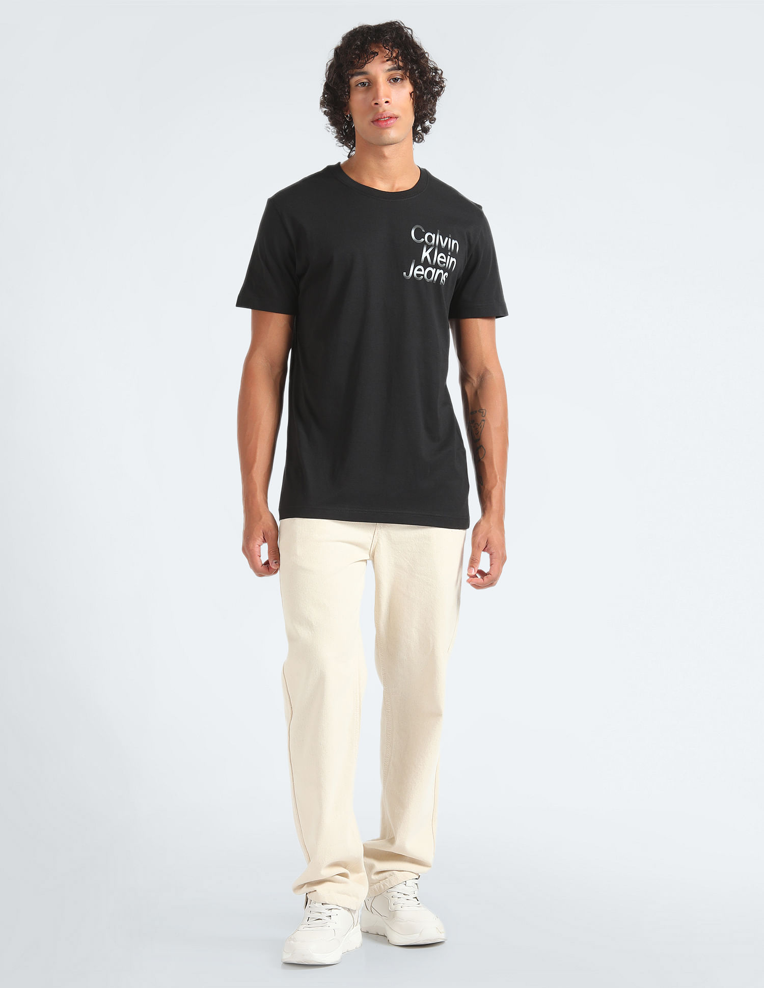 Calvin Klein Jeans stacked logo t-shirt in white