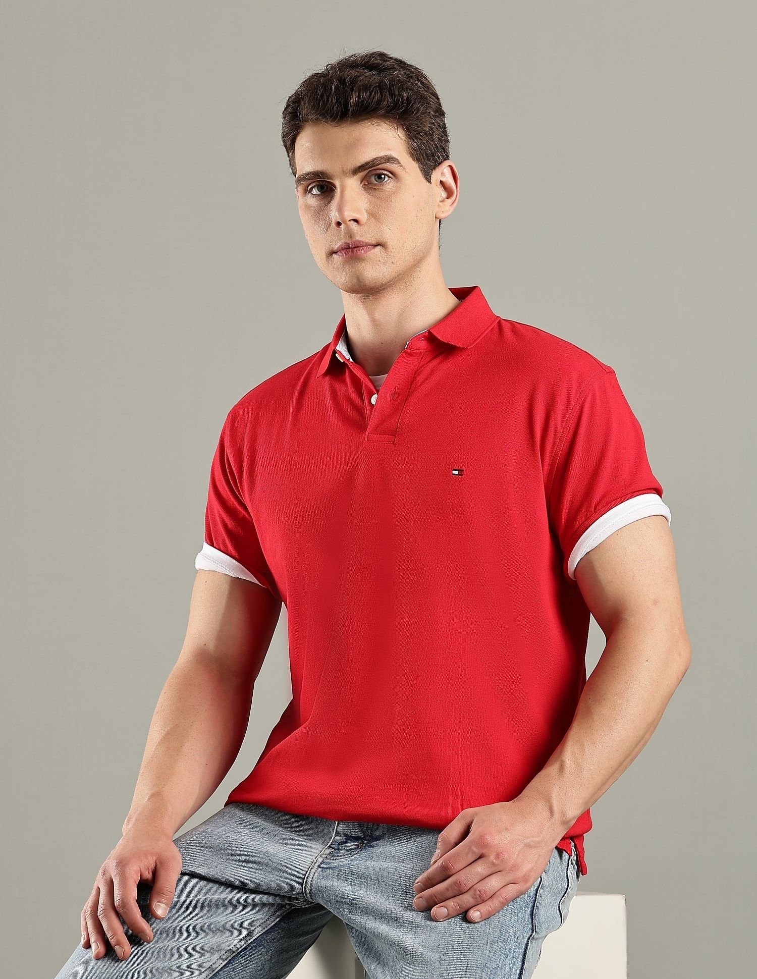 Tommy Hilfiger Solid Regular-Fit Cotton Polo T-Shirt