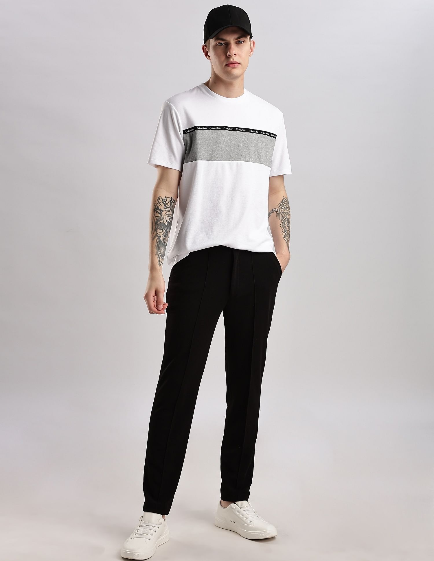 Calvin Klein Jeans Mens White Colourblocked T-Shirts