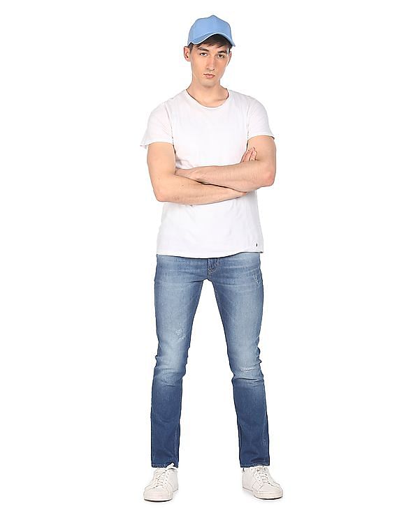 Flying Machine Michael Slim Tapered Fit Distressed Jeans