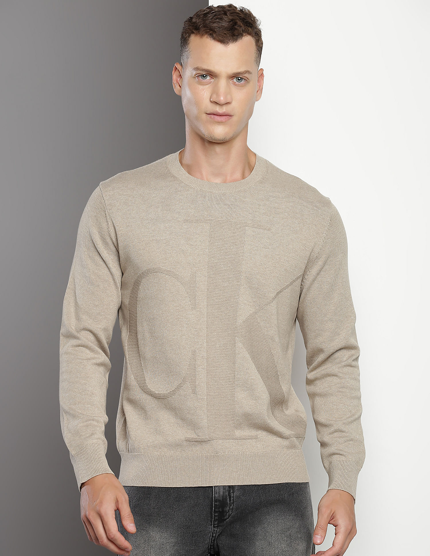 Calvin Klein Tonal Logo Cotton Sweater