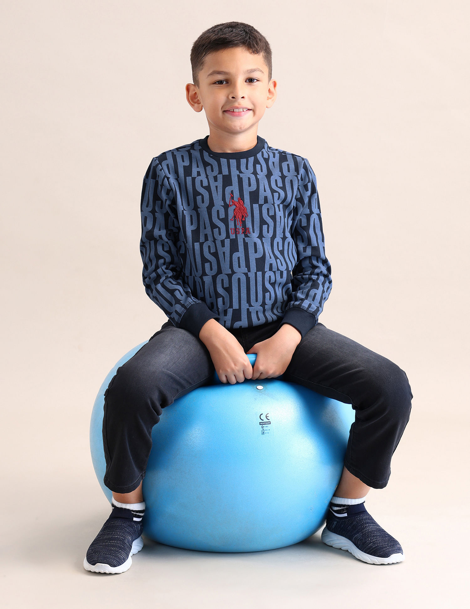 U.S. Polo Assn. Kids Boys Brand Printed Regular Fit Sweatshirt