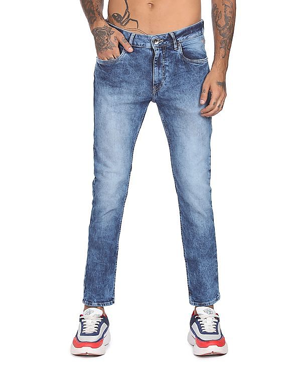 Flying Machine Michael Slim Tapered Fit Acid Wash Jeans