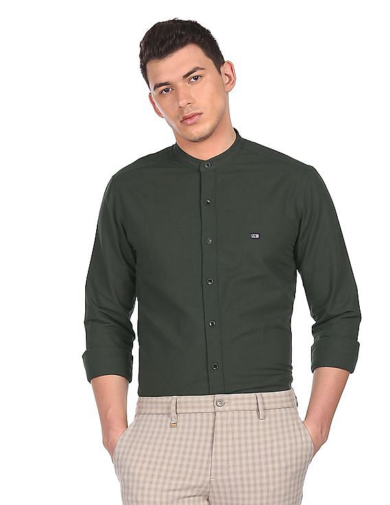 Buy Arrow Sports Mandarin Collar Solid Shirt - NNNOW.com