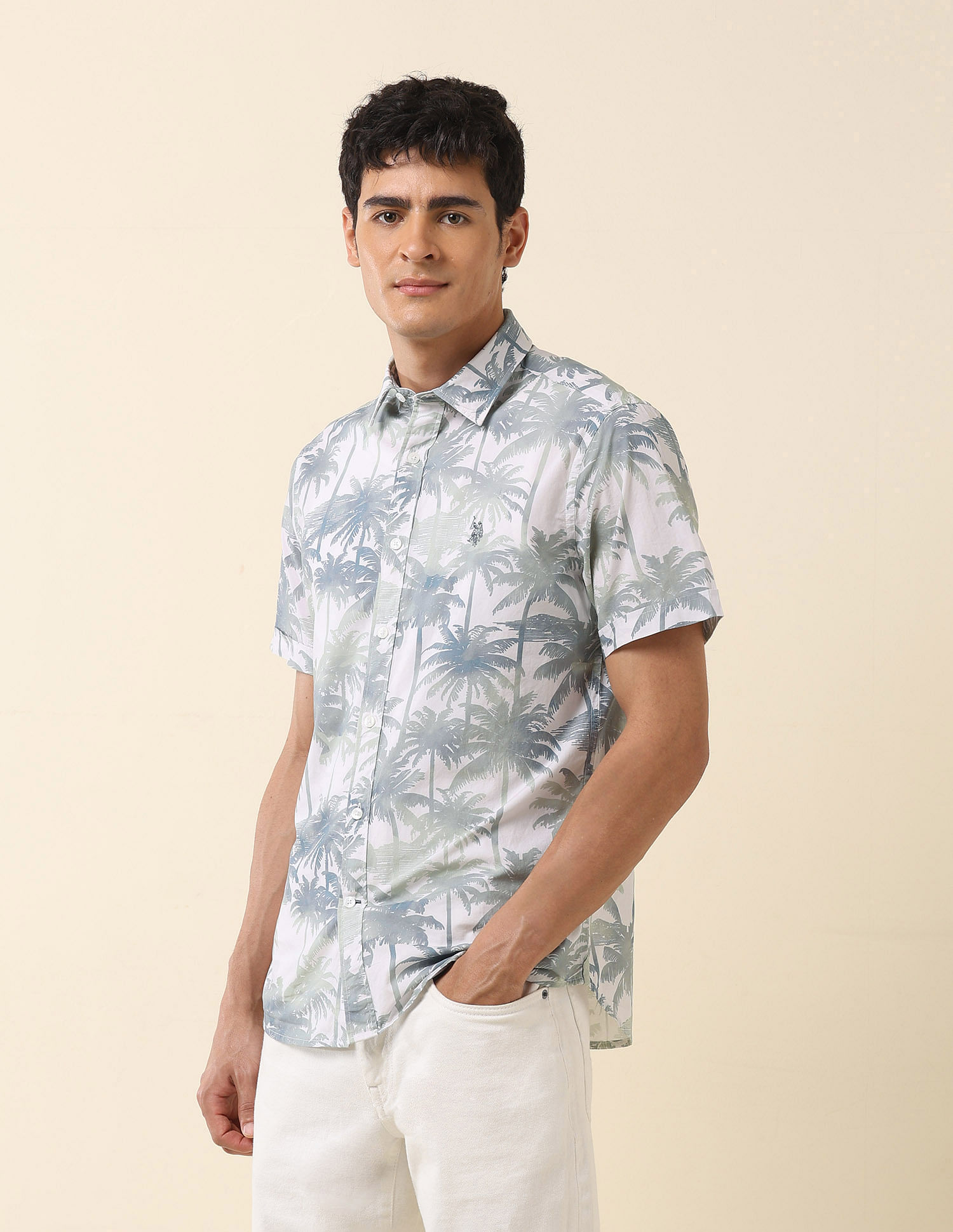 U.S. Polo Assn. Tropical Printed Pure Cotton Shirt