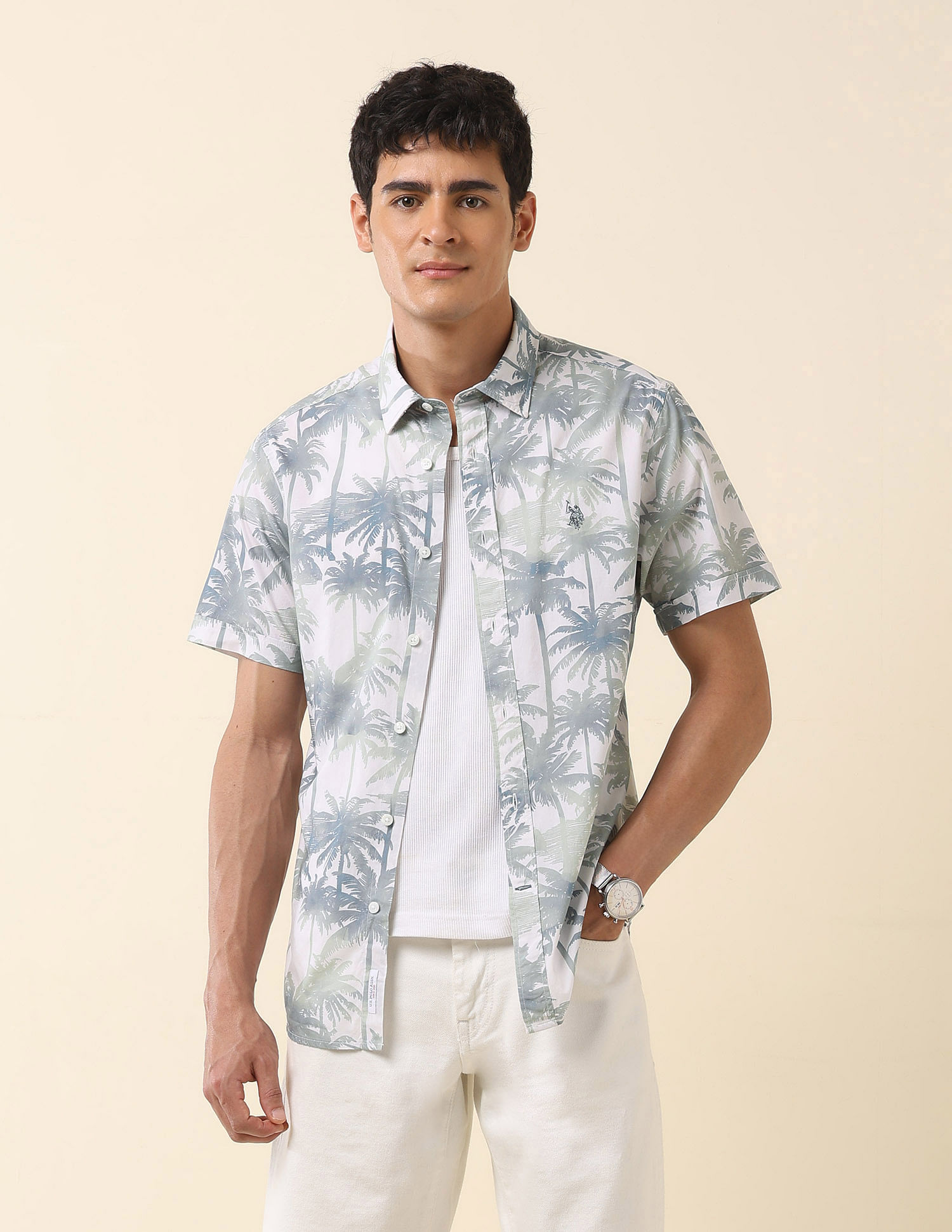 U.S. Polo Assn. Tropical Printed Pure Cotton Shirt