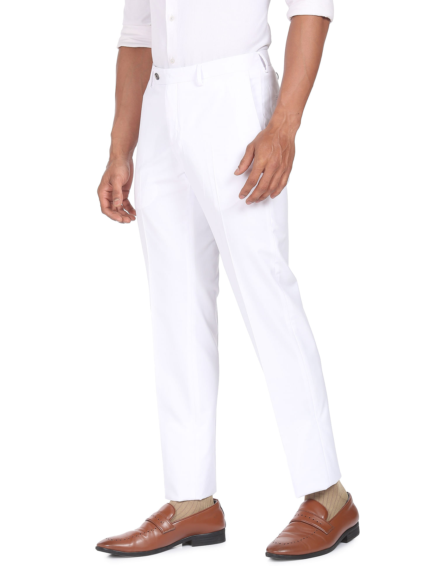 Buy Inspire White Slim Fit Formal Trouser for Men (30) at Amazon.in