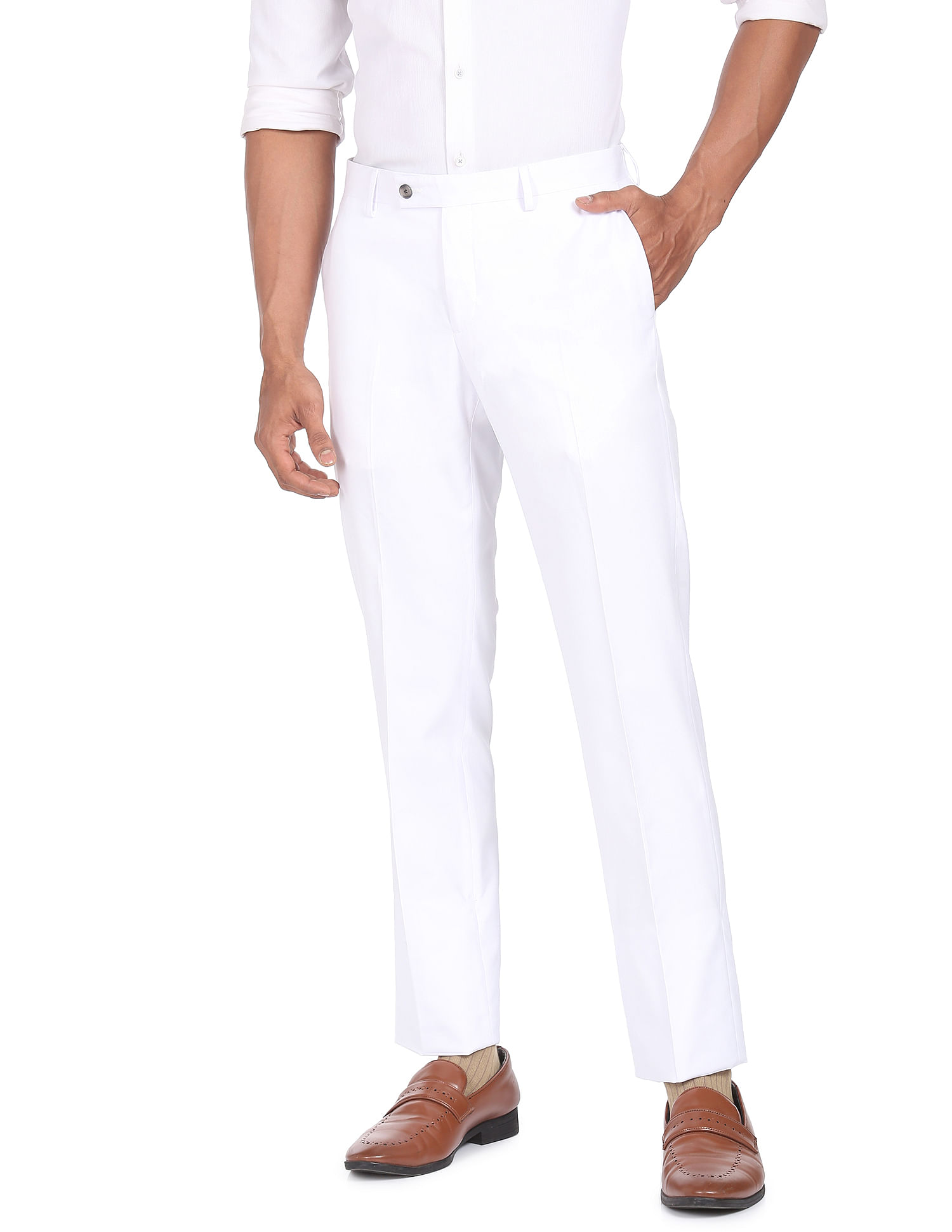 Buy AD  AV Men White Solid Synthetic Pack Of 2 Formal Trousers Online at  Best Prices in India  JioMart