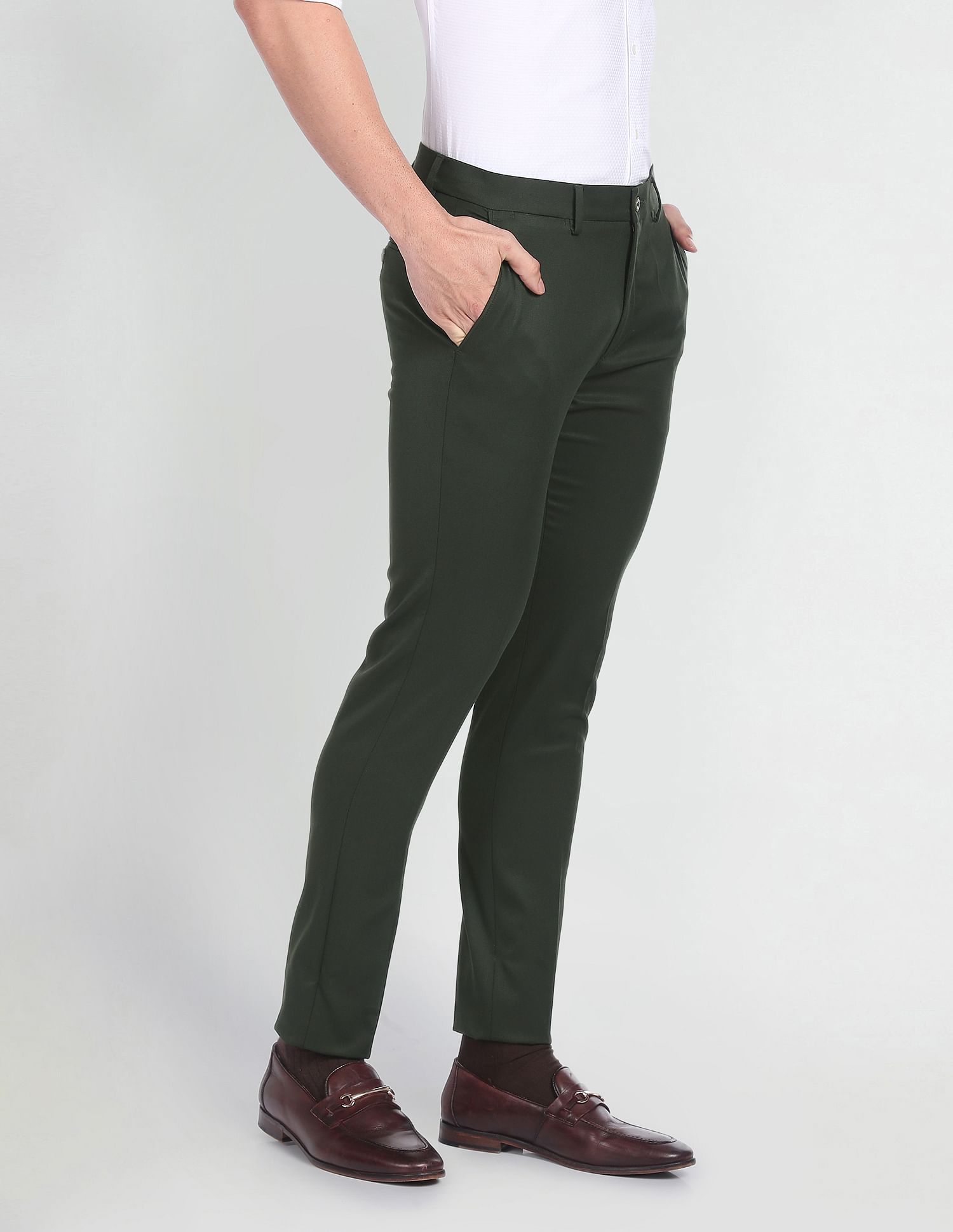 Arrow Newyork Solid Dobby Smart Flex Trousers