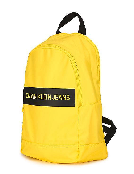 Calvin Klein Men Yellow Brand Print Backpack