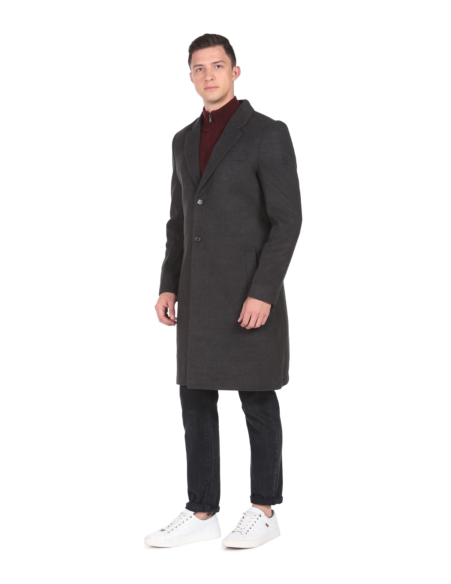 Dark grey trench hot sale coat mens