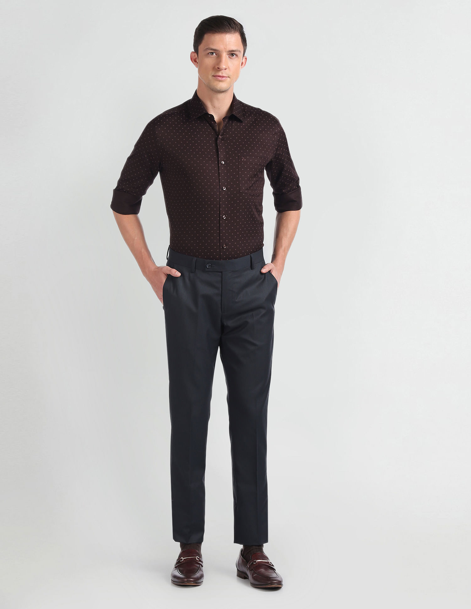 Arrow Floral Print Cotton Formal Shirt
