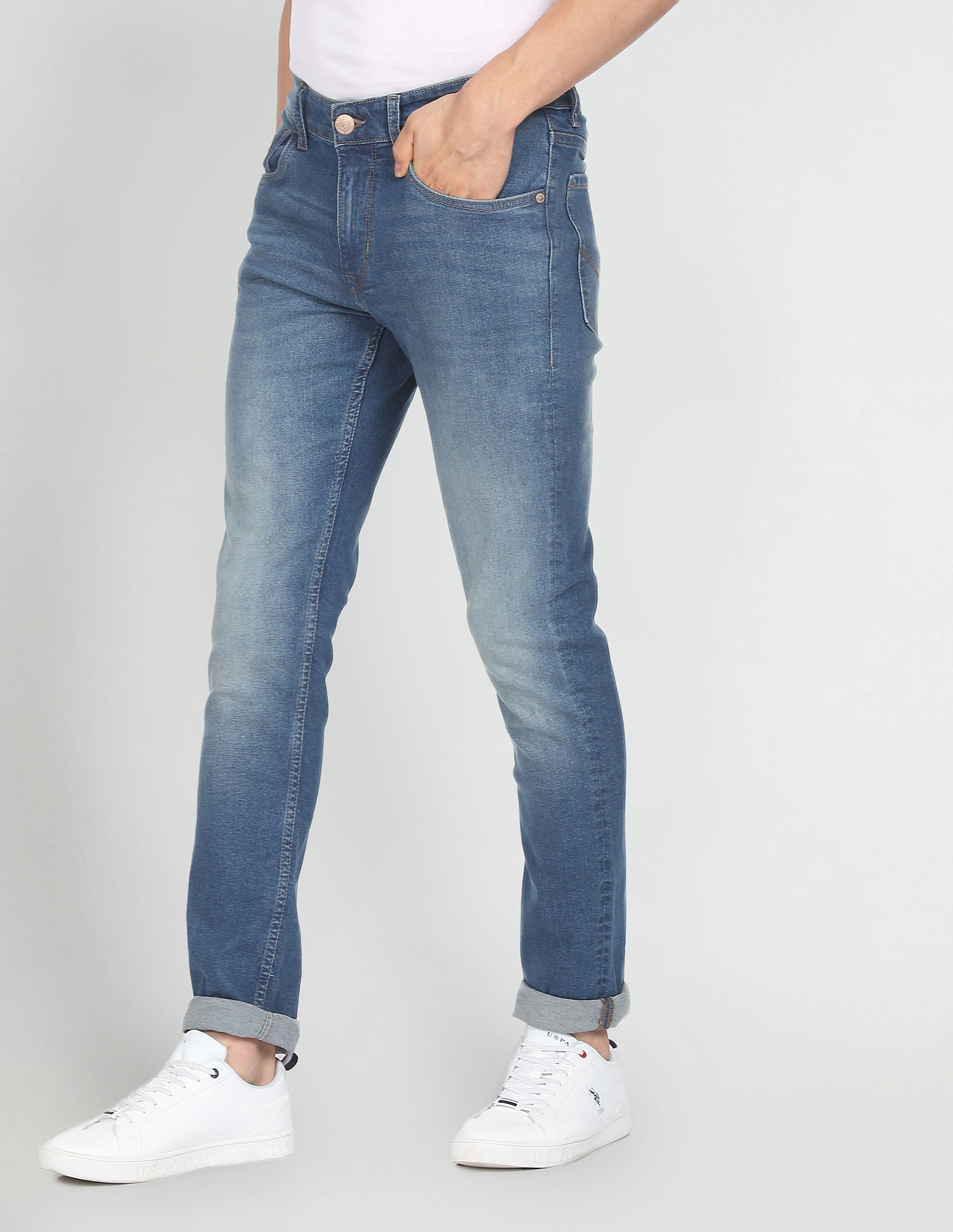 Buy U.S. Polo Assn. Dark Wash Five Pocket Denim Slim Fit Jeans