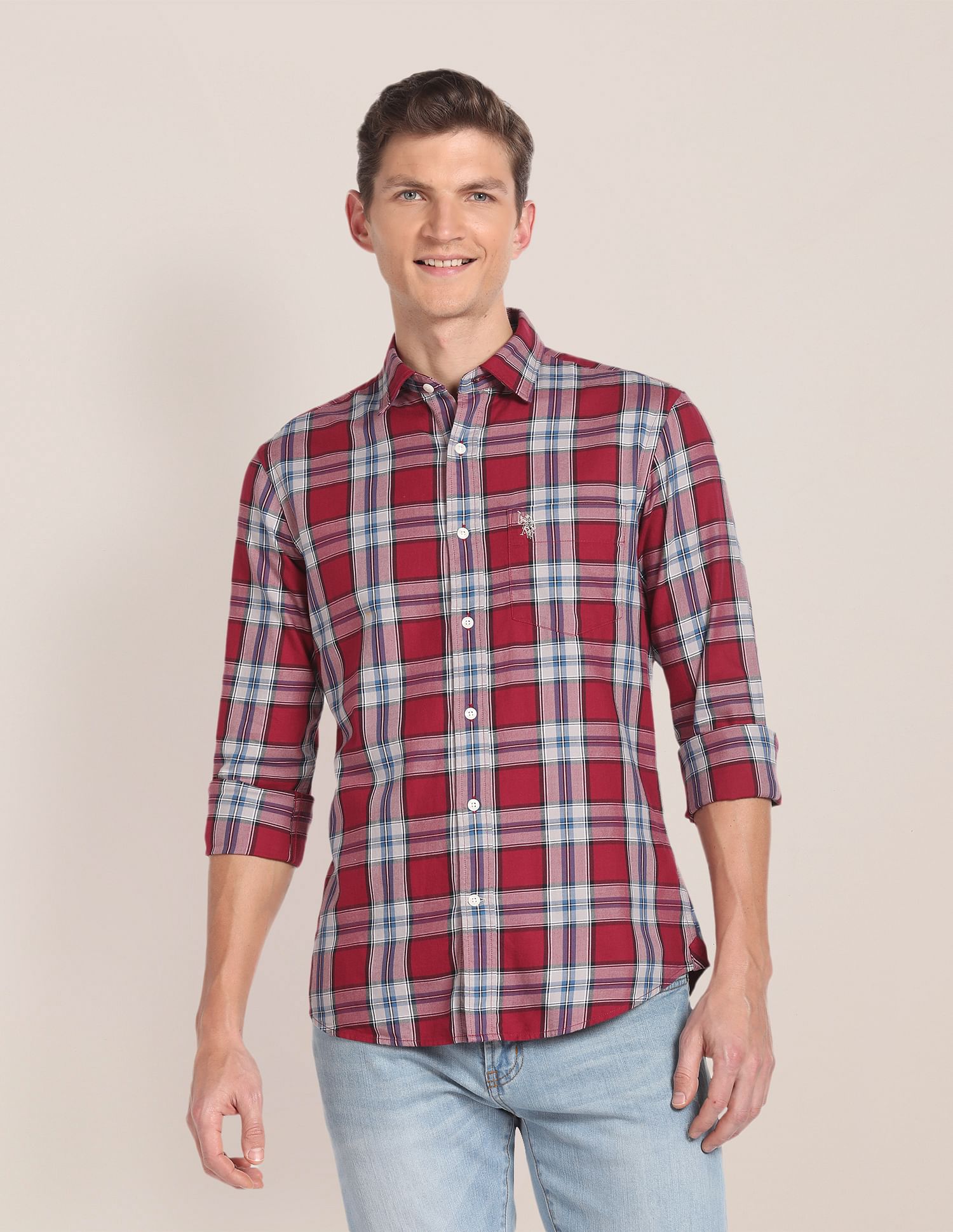 U.S. Polo Assn. Spread Collar Checked Shirt