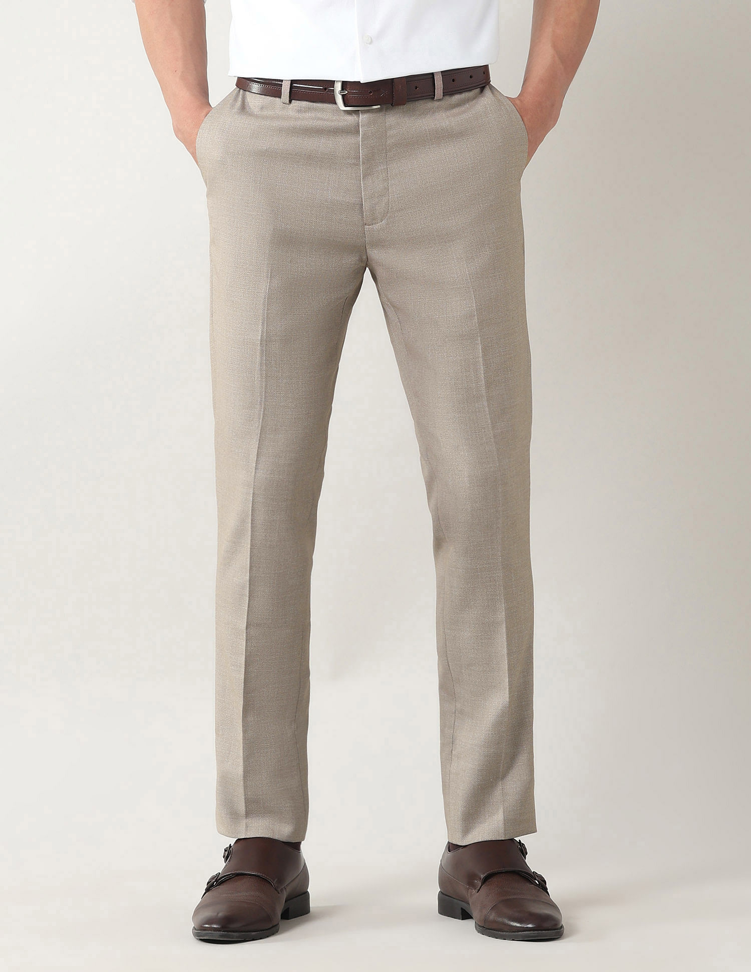 Arrow Slim Fit Textured Trousers