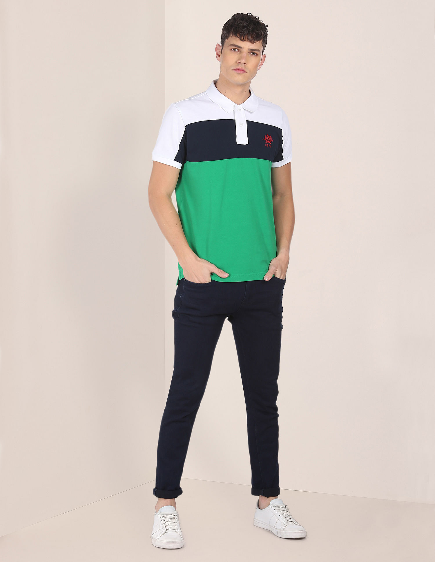 U.S. Polo Assn. Colour Block Cotton Polo Shirt